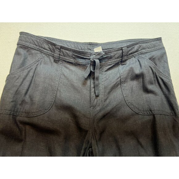 Divided Wide Leg Linen Blend Pants Womens M Charcoal Gray Drawstring Relaxed Fit - Picture 4 of 10